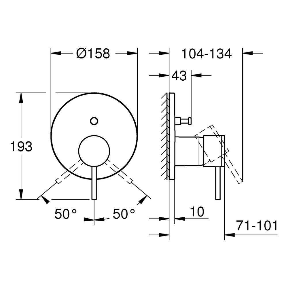 Grohe Atrio Einhand-Wannenbatterie, Fertigmontageset für Rapido SmartBox, Satin Steel, ... GROHE-24355MS0 4005176945694 (Abb. 3)