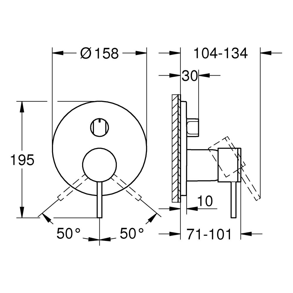 Grohe Atrio Einhandbatterie FMS für, mit 3-Wege Umstellung, Fertigmontageset für Rapido... GROHE-24356MG0 4005176944925 (Abb. 3)