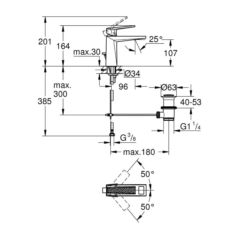 Grohe Allure Brilliant PC Einhand-Waschtischbatterie M-Size Hard Graphite gebürstet, Gr... GROHE-24397AL0 4005176795565 (Abb. 3)