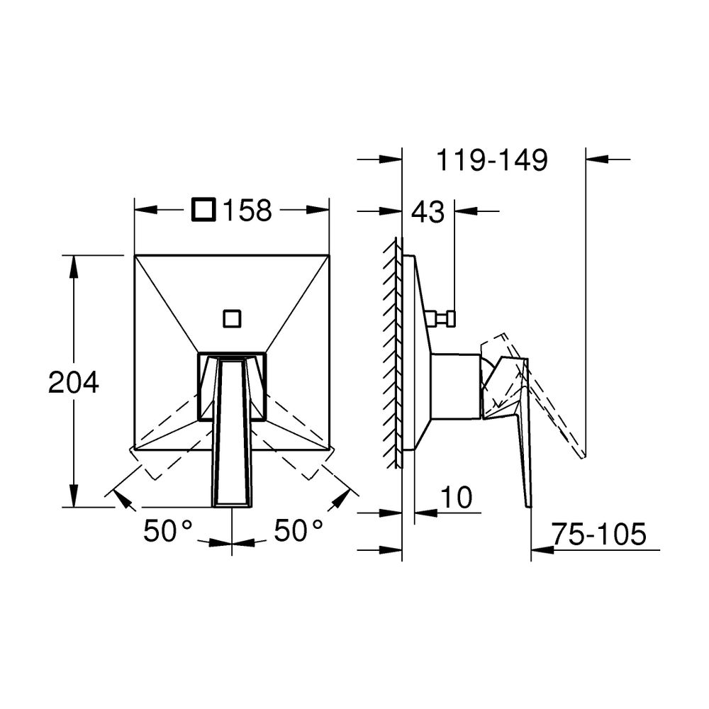 Grohe Allure Brilliant PC Wannenbatterie Hard Graphite gebürstet Wandmontage Griff, Van... GROHE-24427AL0 4005176795305 (Abb. 3)