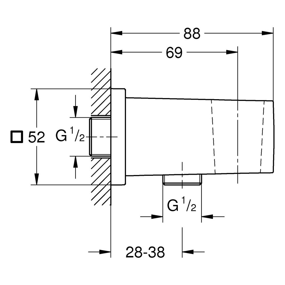 Grohe Euphoria Cube Wandanschlussbogen mit Wandbrausehalter, Außengewinde, eigensicher... GROHE-263702430 4067393082347 (Abb. 3)