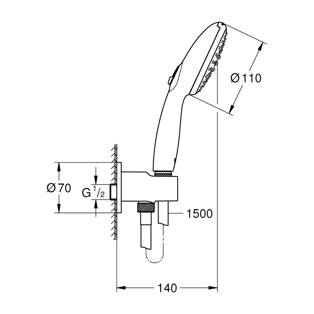 Grohe Tempesta 110 Wandhalterset, 2 Strahlarten Rain/Jet, Wandanschlussbogen, Relexafl... GROHE-264062433 4067393015741 (Abb. 3)