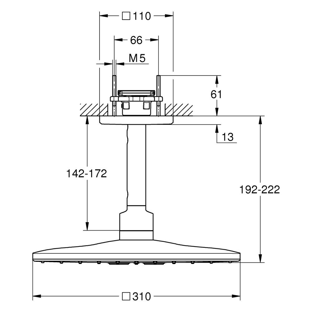 Grohe Rainshower SmartActive 310 Cube Kopfbrauseset, eckig, Deckenauslass 142mm, 2 Stra... GROHE-26481MS0 4005176946257 (Abb. 3)