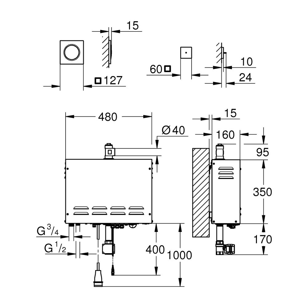 Grohe Dampfgenerator F-digital Deluxe 400V ohne Rohbau-Komponenten, 26828000... GROHE-26828000 4005176738753 (Abb. 8)