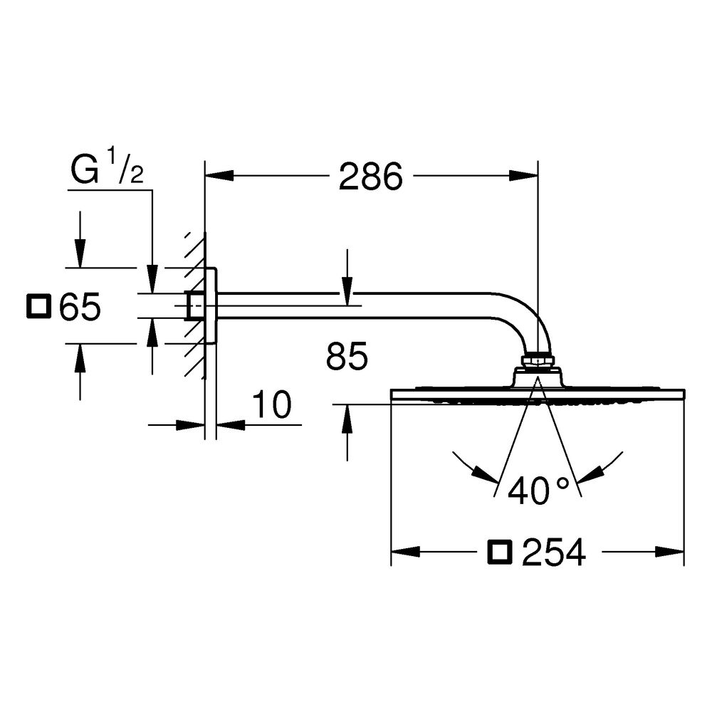 Grohe Rainshower Aqua 10" Kopfbrauseset, 1 Strahlart, mit Brausearm 286mm, max. Durchfl... GROHE-26860MS0 4005176946349 (Abb. 3)