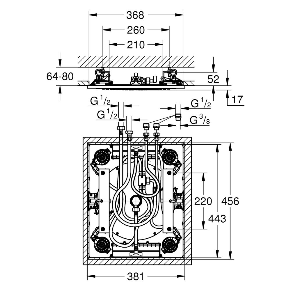 Grohe Rainshower Aqua 15" Deckenbrause, 3 Strahlarten, mit SpeedClean, Phantom Black, 2... GROHE-26888KF0 4067393057253 (Abb. 3)