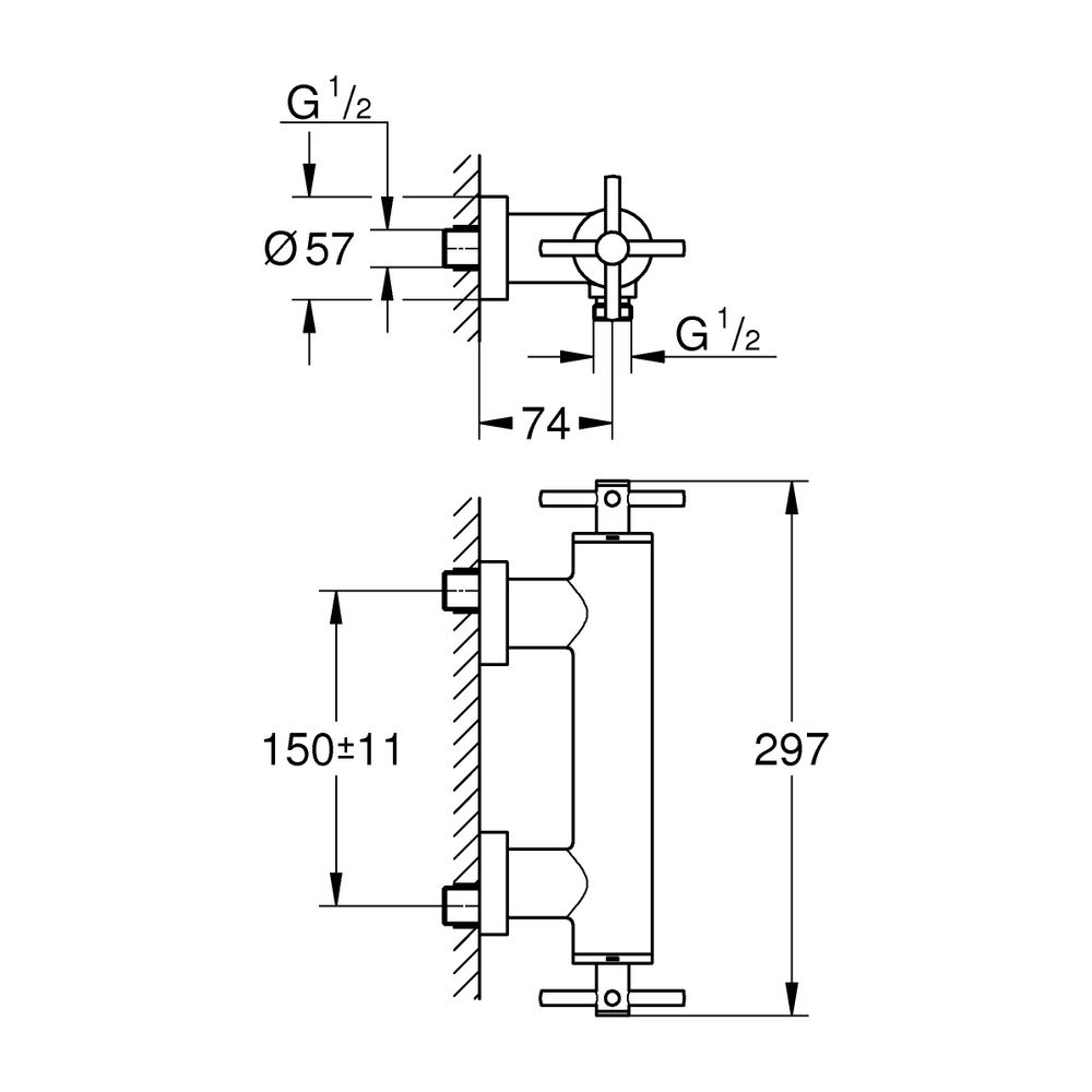 Grohe Atrio Brausebatterie, Warm Sunset gebürstet, Wandmontage, mit Kreuzgriffen... GROHE-26895DL0 4005176952432 (Abb. 3)