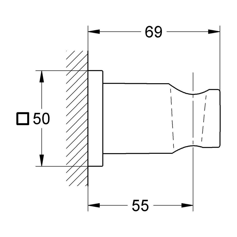 Grohe Rainshower Wandbrausehalter, nicht verstellbar, eckige Rosette, Hard Graphite, 27... GROHE-27075A00 4067393030515 (Abb. 3)