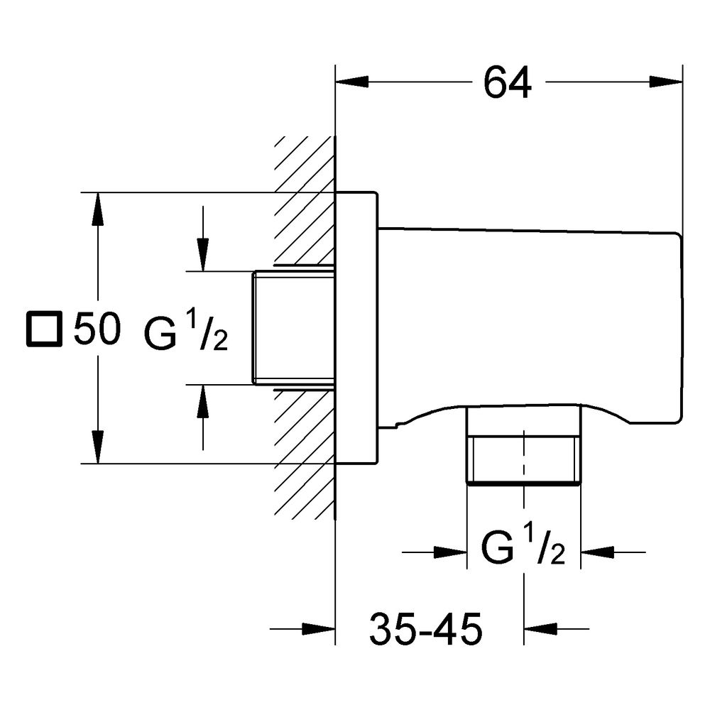 Grohe Rainshower Wandanschlussbogen, Außengewinde, eigensicher, mit eckiger Rosette, M... GROHE-270762430 4067393082385 (Abb. 3)