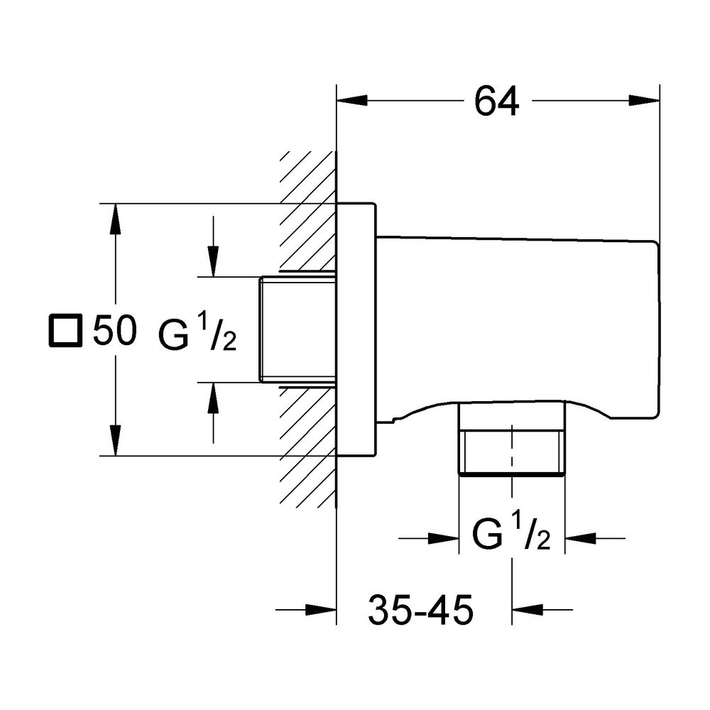 Grohe Rainshower Wandanschlussbogen Außengewinde, Hard Graphite gebürstet, eckige Roset... GROHE-27076AL0 4005176950193 (Abb. 3)