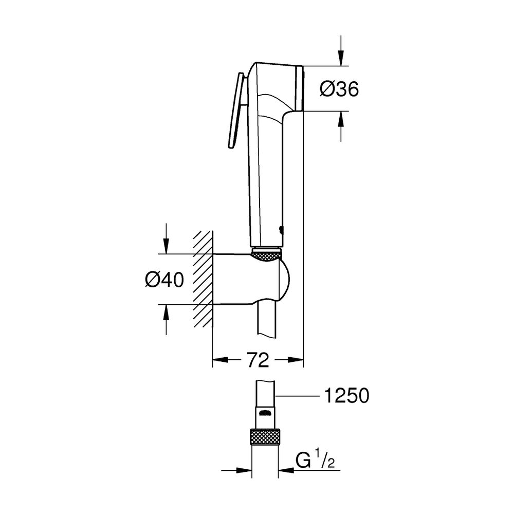 Grohe Tempesta-F Trigger Spray 30 Wandhalterset, Hard Graphite, 1 Strahlart, 3bar 8l/mi... GROHE-27513A01 4005176737251 (Abb. 3)