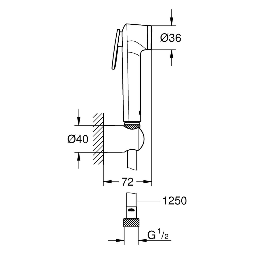 Grohe Tempesta-F Trigger Spray 30 Wandhalterset, 1 Strahlart, 8l/min, Brauseschlauch 12... GROHE-27513MS1 4067393030386 (Abb. 3)
