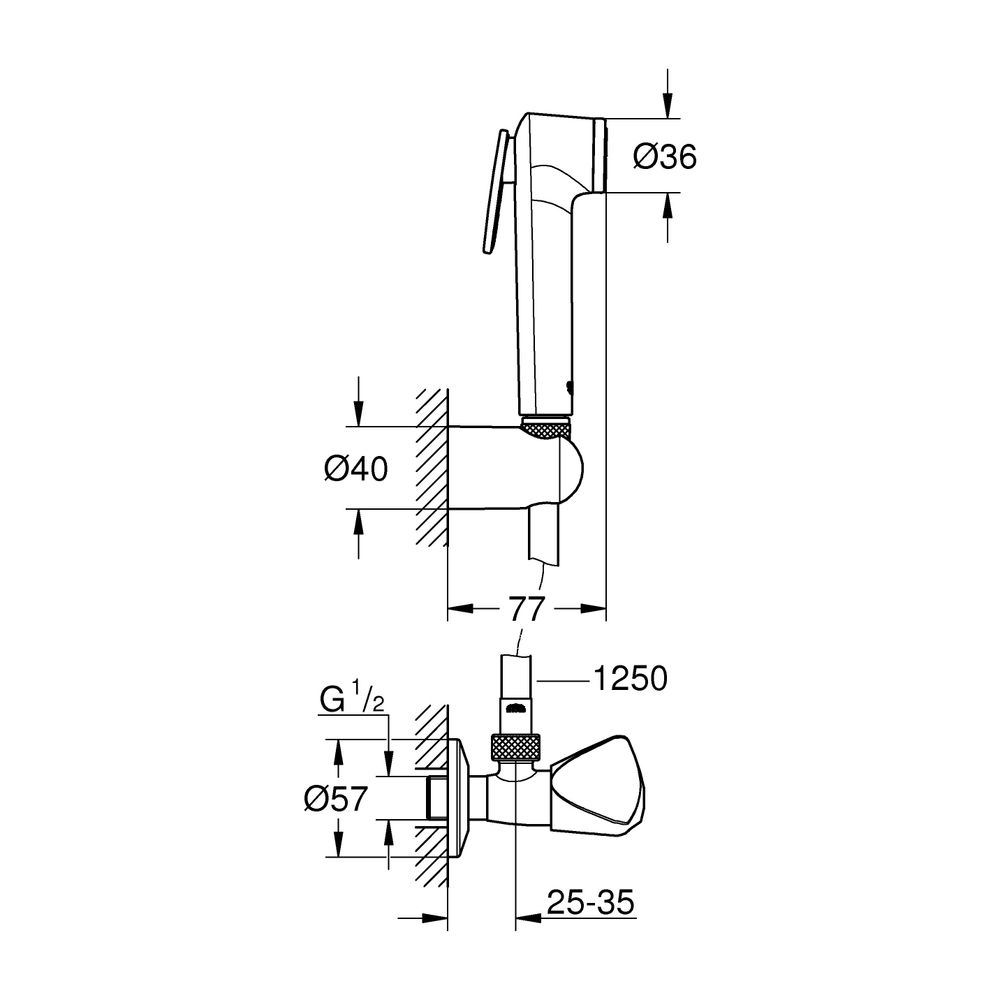 Grohe Tempesta-F Trigger Spray 30 Wandhalterset, 13,5l Absperrventile Schlauch 1,25m, C... GROHE-27514001 4005176333910 (Abb. 3)