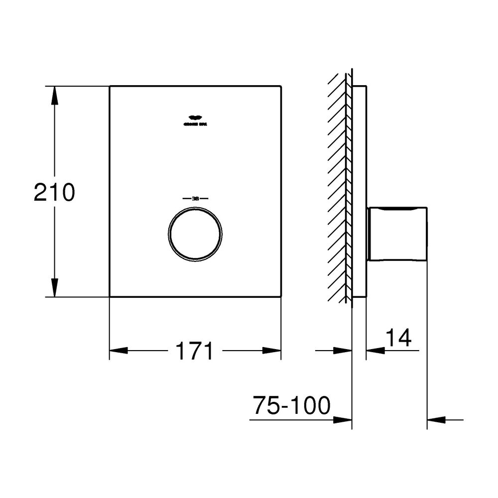 Grohe Grohtherm F Thermostatbatterie Chrom Fertigmontageset für Rapido T, Chrom, 276190... GROHE-27619000 4005176898297 (Abb. 5)