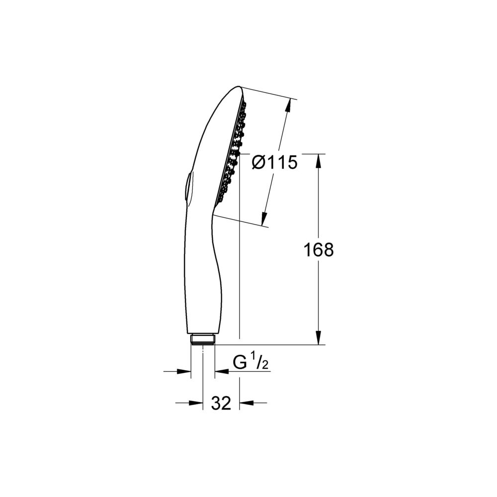 Grohe Power and Soul 115 Handbrause, 2 Strahlarten, 9,5l/min Durchflusskonstanthalter, Chrom, 276710... GROHE-27671000  (Abb. 3)