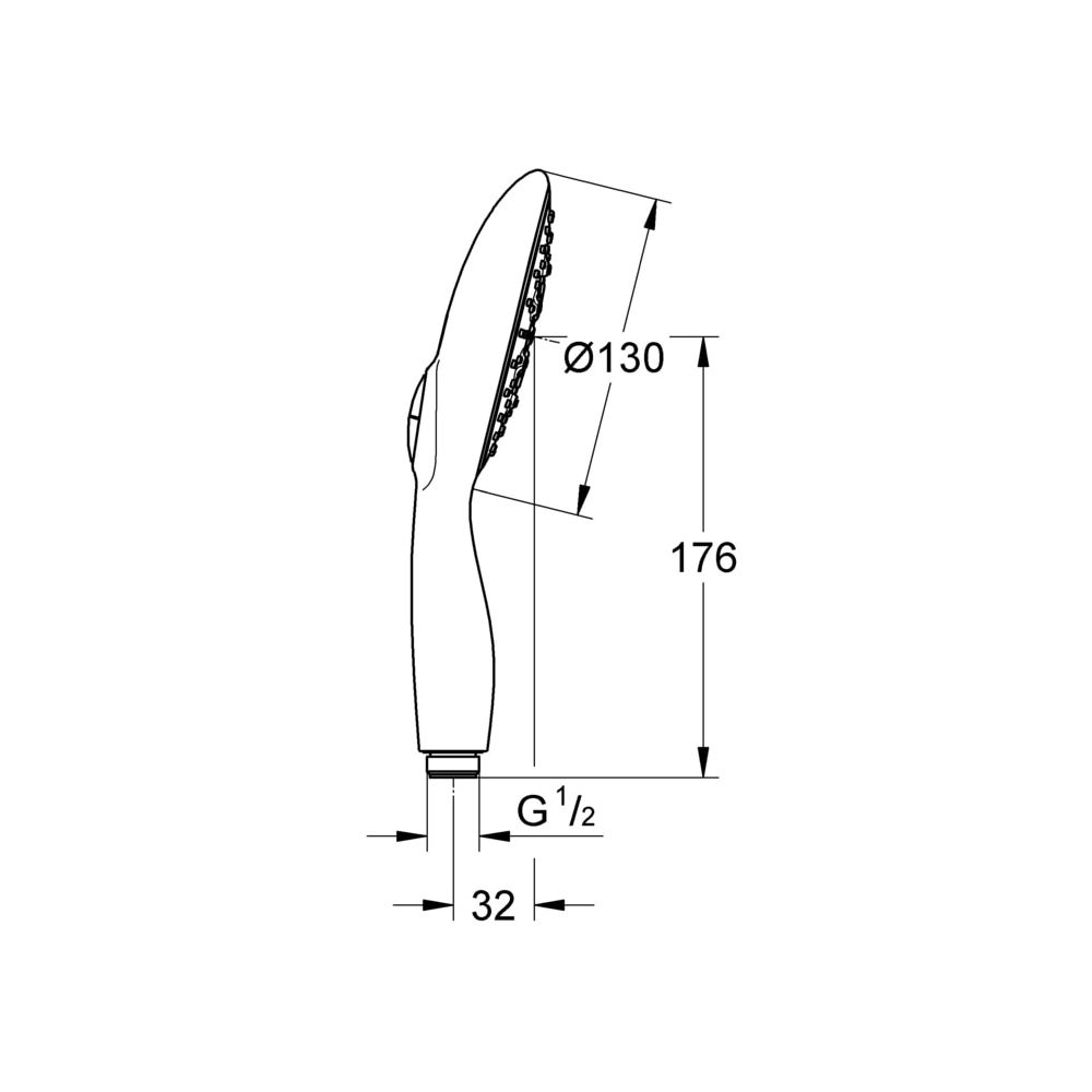 Grohe Power and Soul 130 Handbrause, 4plus Strahlarten, 9,5l/min Durchflusskonstanthalter, Chrom/Nat... GROHE-27672PV0  (Abb. 3)