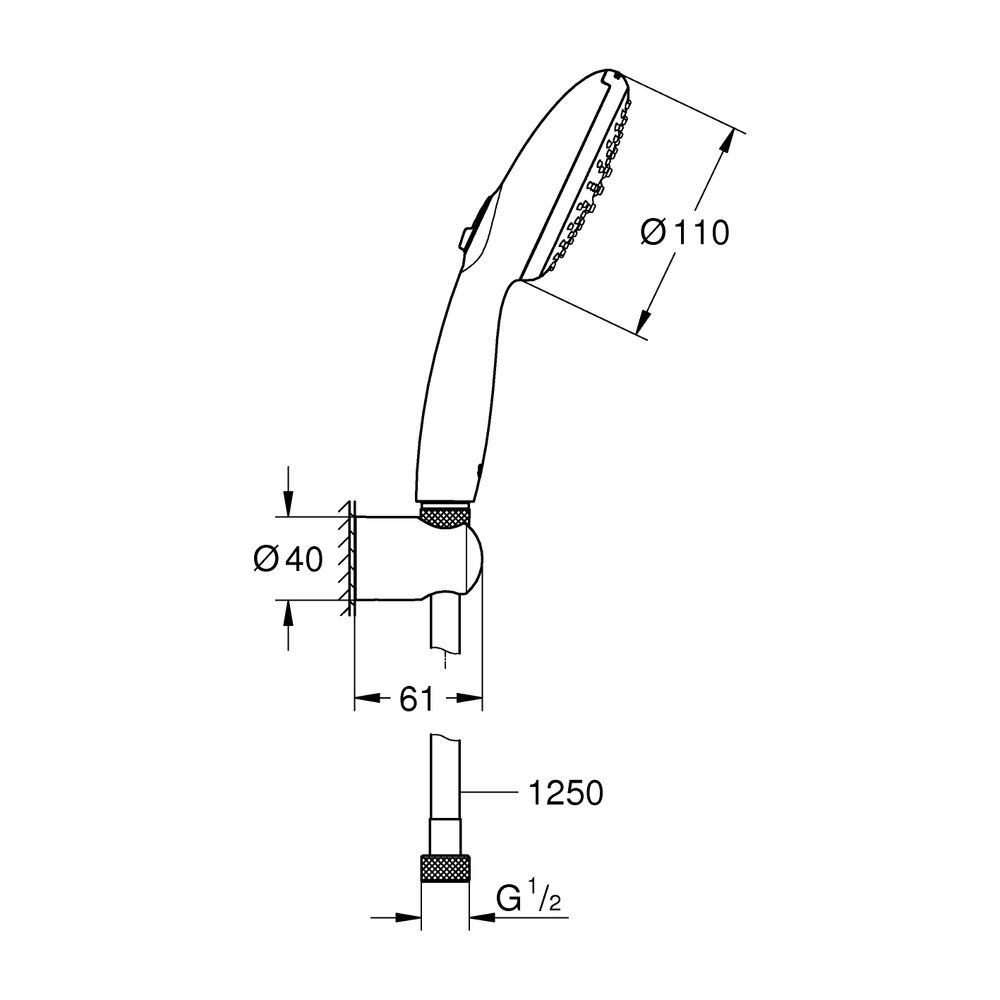 Grohe Tempesta 110 Wandhalterset, Chrom, 2 Strahlarten Rain/Jet, 3bar, 5,6l/min, Brause... GROHE-2779930E 4005176680427 (Abb. 3)