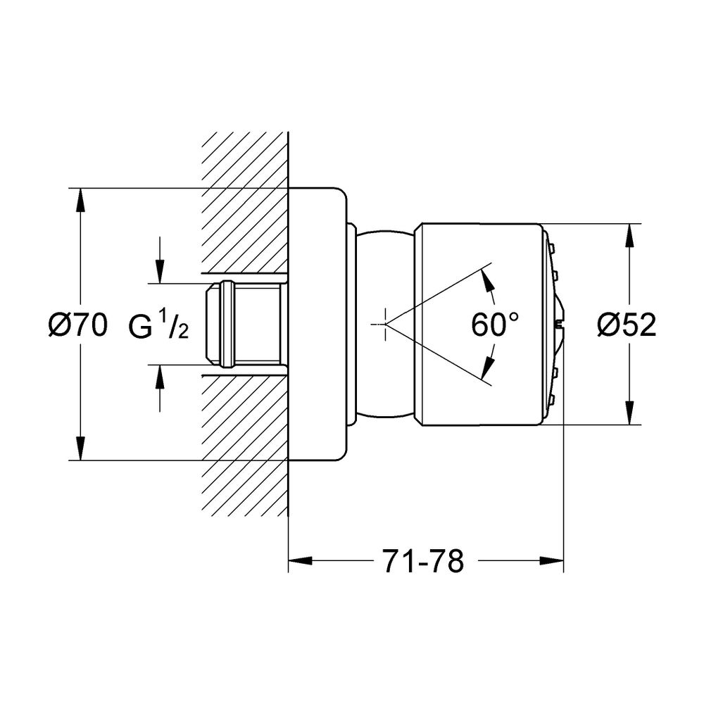 Grohe Relexa 50 Seitenbrause, Normalstrahl, SpeedClean, G 1/2", 78x58x70mm, Chrom, 2819... GROHE-28198000 4005176038686 (Abb. 3)