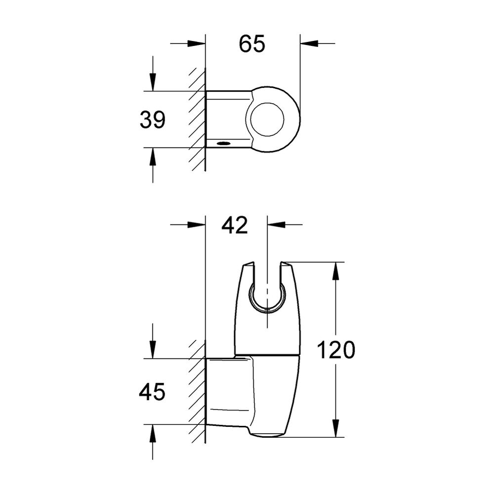 Grohe Movario Wandbrausehalter, verstellbar, Kunststoff, Chrom, 28401000... GROHE-28401000 4005176264474 (Abb. 3)