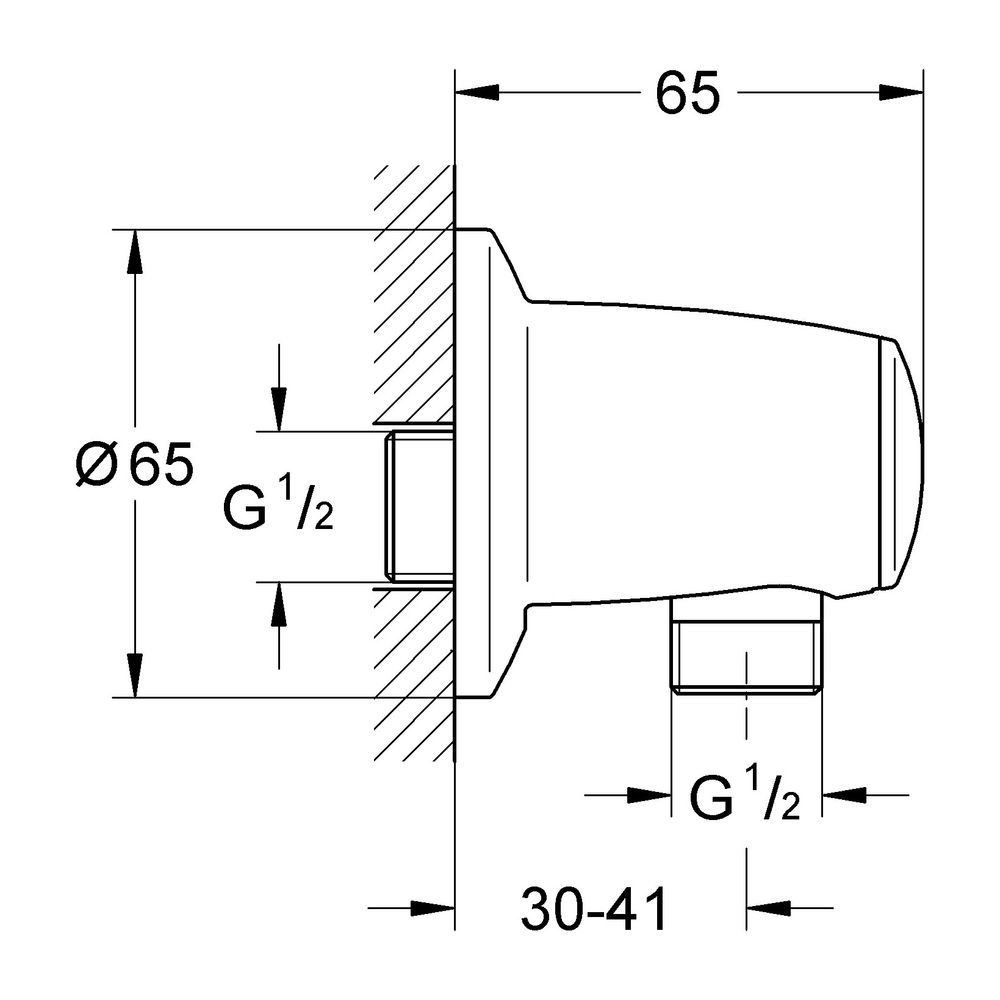Grohe Movario Wandanschlussbogen, G 1/2", eigensicher, mit Rosette, Chrom, 28405000... GROHE-28405000 4005176264559 (Abb. 3)