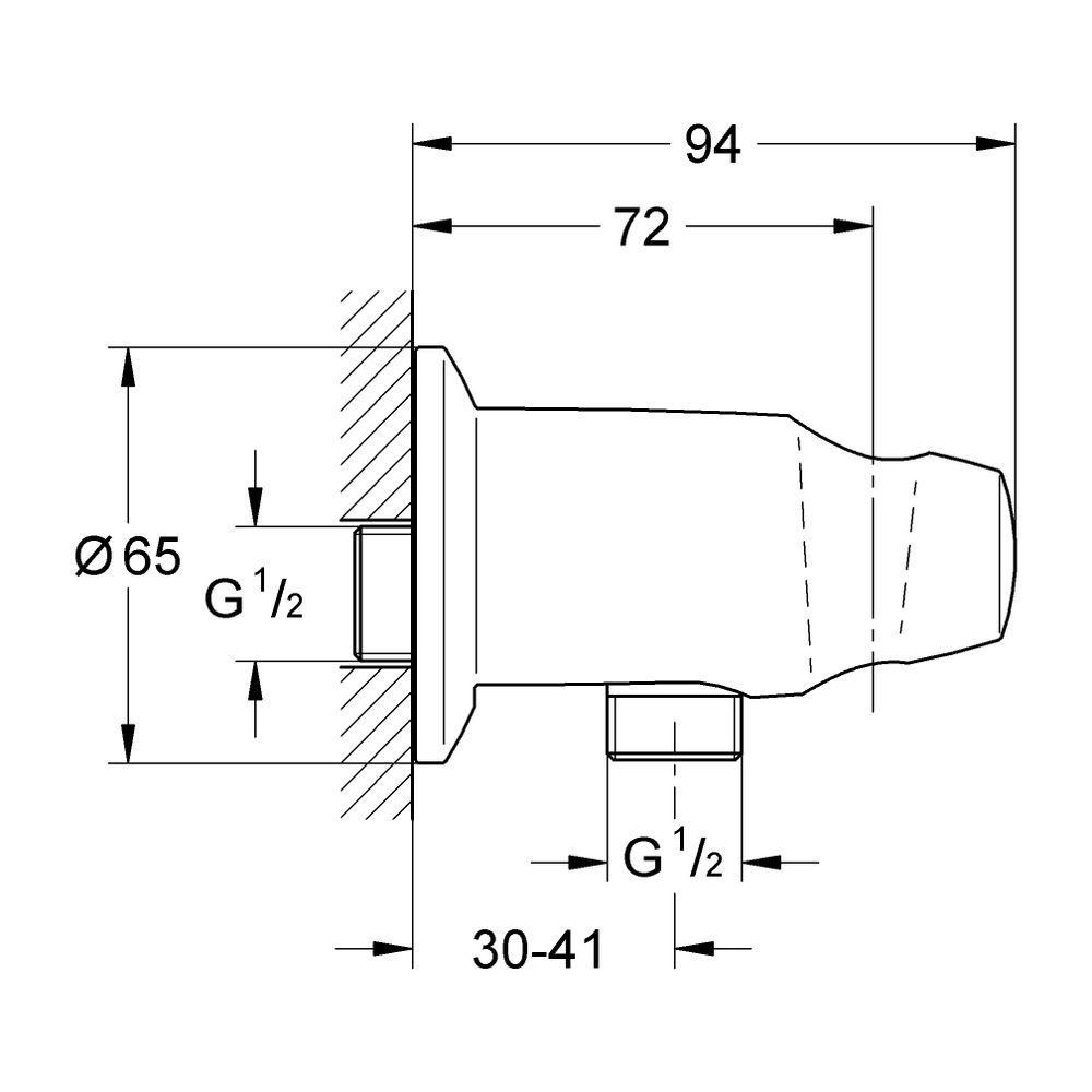 Grohe Movario Wandanschlussbogen, G 1/2", mit Brausehalter, eigensicher, Chrom, 2840600... GROHE-28406000 4005176264566 (Abb. 3)