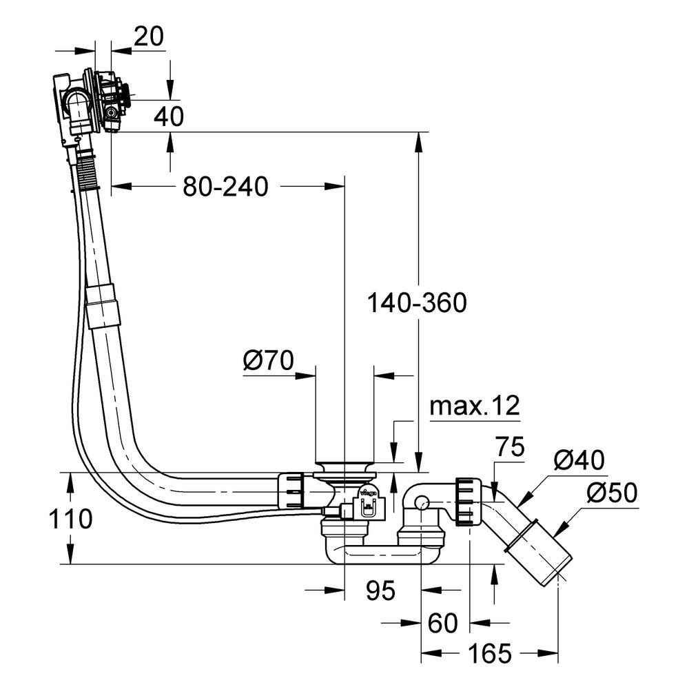 Grohe Wannenfüll- Ab- und Überlaufgarnitur Talentofill, Satin Steel, 28990MS0... GROHE-28990MS0 4005176946066 (Abb. 3)