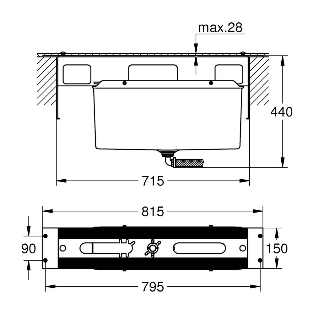 Grohe 4/5-Loch-Wannenkombination Unterbau für Fliesenbankmontage, 29037000... GROHE-29037000 4005176865749 (Abb. 6)