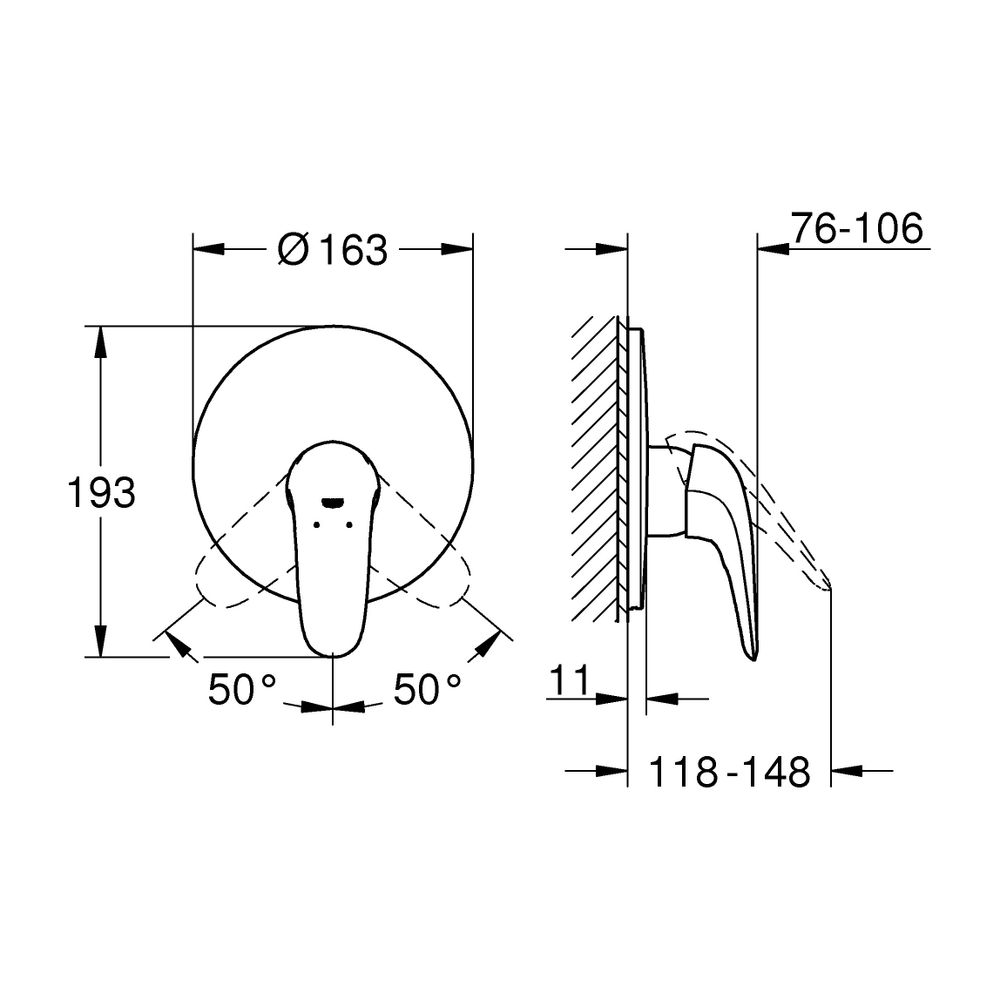 Grohe Eurostyle Einhand-Brausebatterie, Fertigmontageset, Messing, Chrom, 29098003... GROHE-29098003 4005176365225 (Abb. 3)