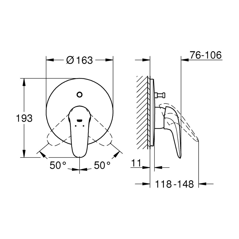 Grohe Eurostyle Einhand-Wannenbatterie, Fertigmontageset, mit Umstelleinheit, Chrom, 29... GROHE-29099003 4005176365300 (Abb. 3)