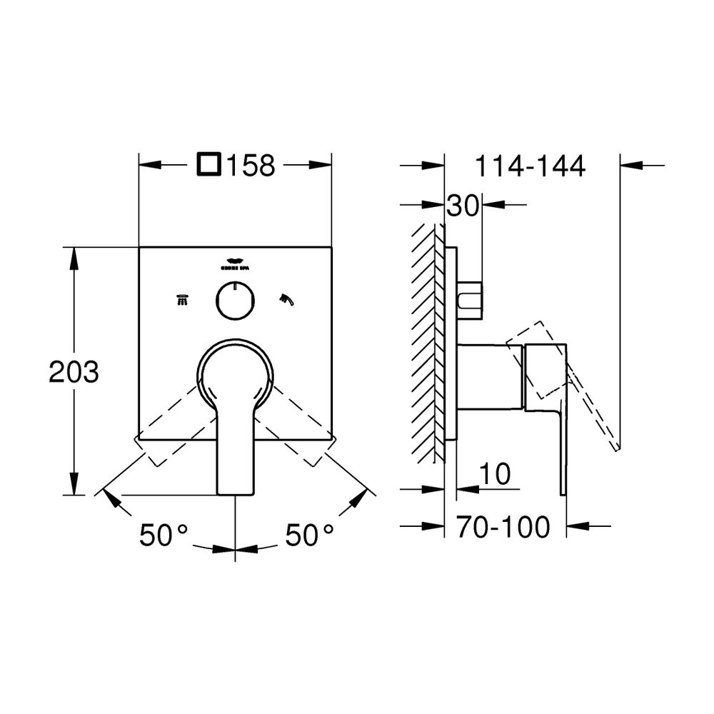 Grohe Allure Einhandbatterie, Warm Sunset, 3-Wege Umstellung, Fertigmontageset für Rapi... GROHE-29176DA1 4005176500534 (Abb. 3)