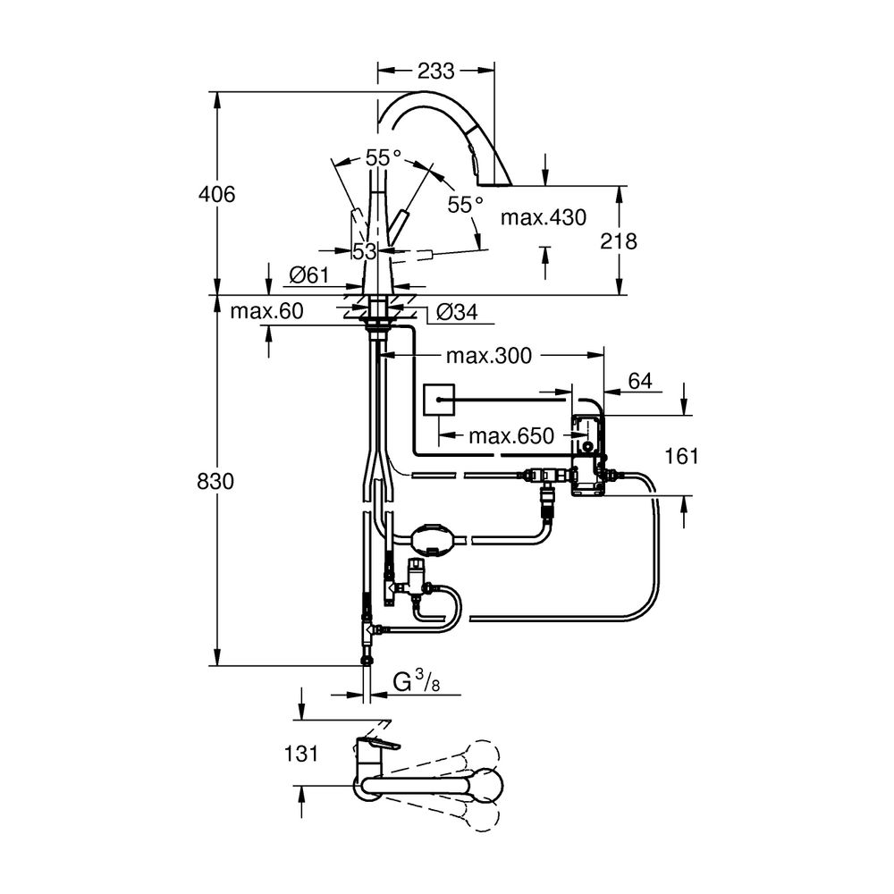 Grohe Zedra Touch Elektronische Einhand-Spültischbatterie, Supersteel, herausziehbare ... GROHE-30219DC2 4005176466557 (Abb. 10)
