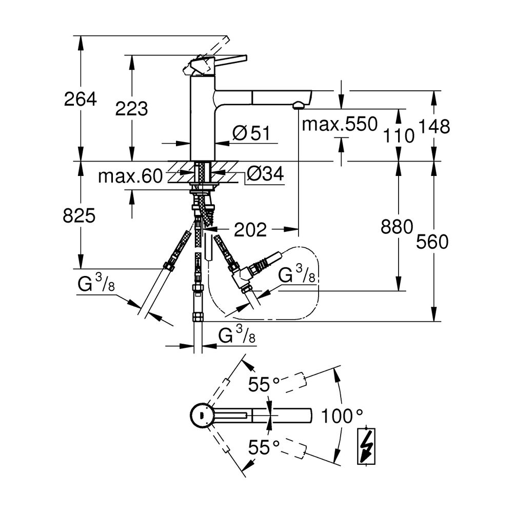 Grohe Concetto Einhand-Spültischbatterie, 1-Loch-Montage, Niederdruck, ausziehbarer Mou... GROHE-31214001 4005176891090 (Abb. 6)