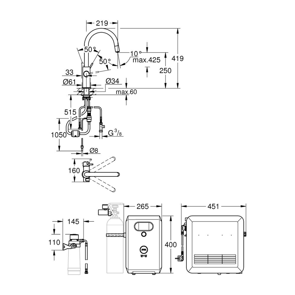 Grohe C-Auslauf Set Grohe Blue mit Blue Einhand-Spültischbatterie, herausziehbarer Mous... GROHE-31325DC2 4005176507250 (Abb. 7)