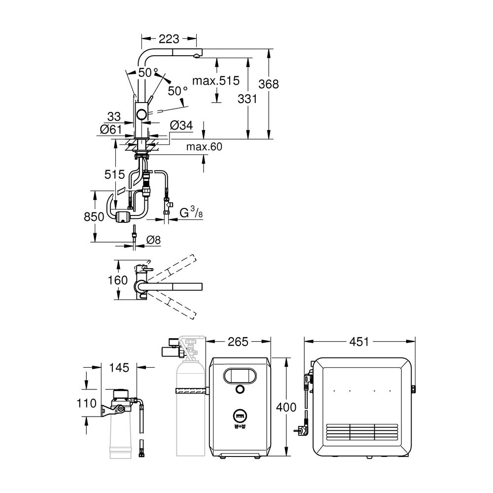 Grohe Blue Küchenarmatur L-Auslauf, Kühler/Karbonisator, Bluetooth 4.0, WLAN, herauszie... GROHE-31326002 4005176507236 (Abb. 8)
