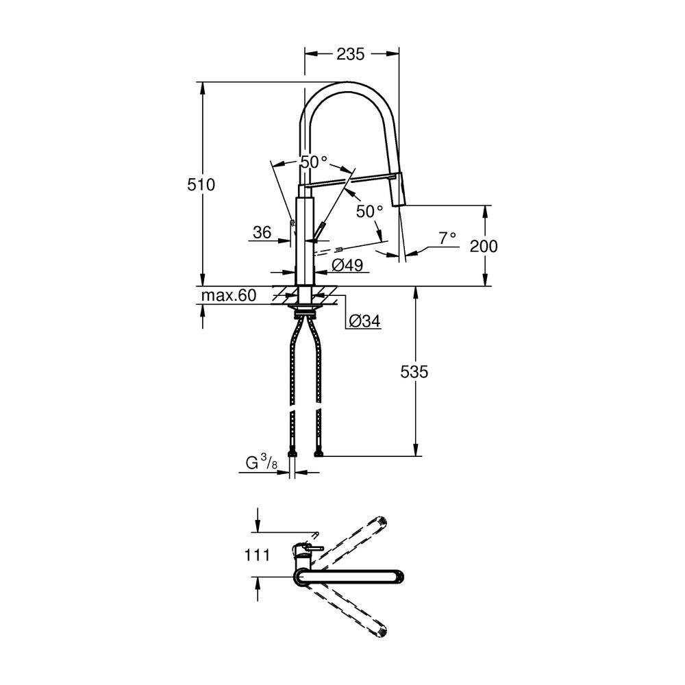Grohe Concetto Einhand-Spültischbatterie, 1-Loch-Montage, ausziehbare SpeedClean Profi... GROHE-31491000 4005176343308 (Abb. 13)