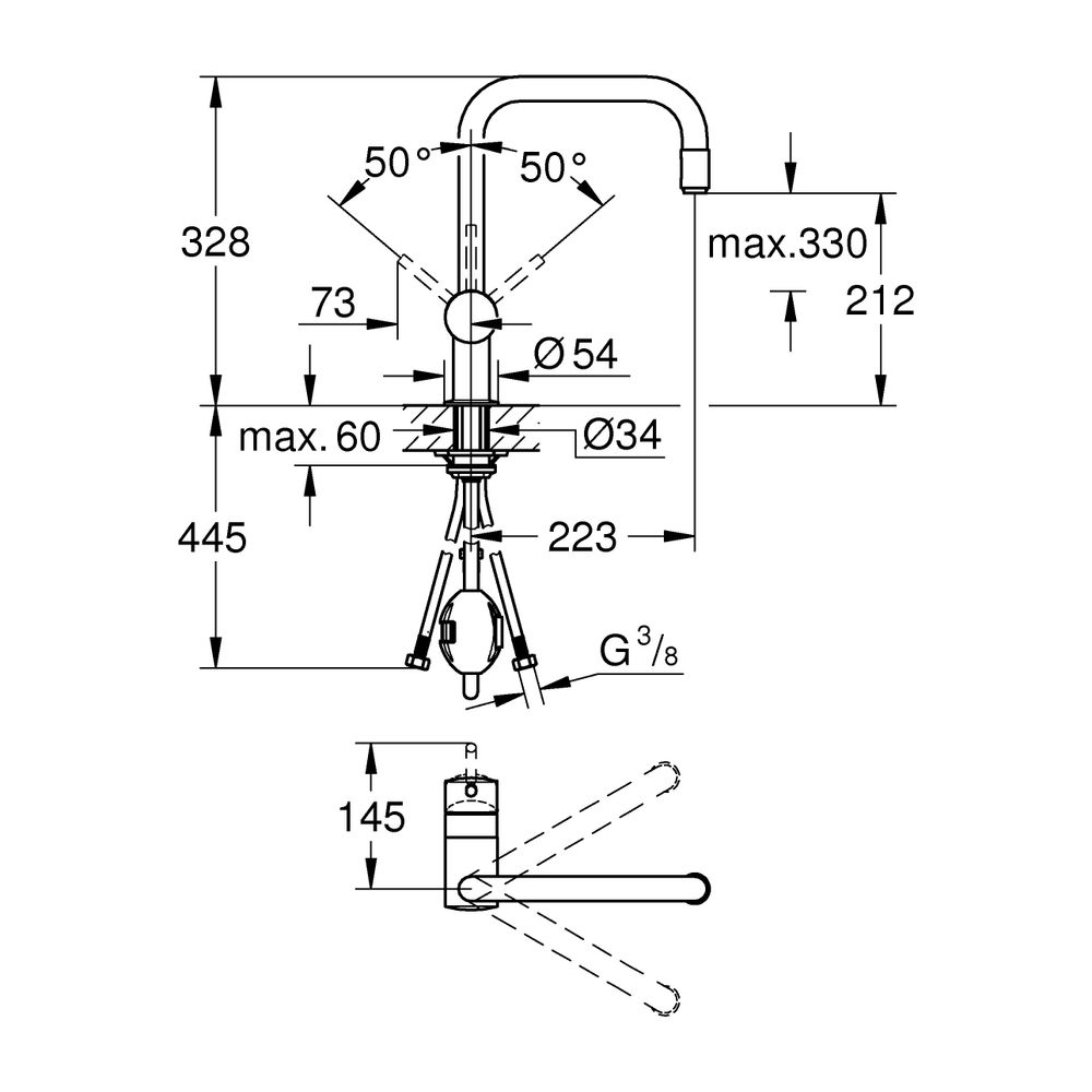Grohe Minta Einhand-Spültischbatterie, 1-Loch-Montage, U-Auslauf, herausziehbarer Mouss... GROHE-32067000 4005176811142 (Abb. 5)
