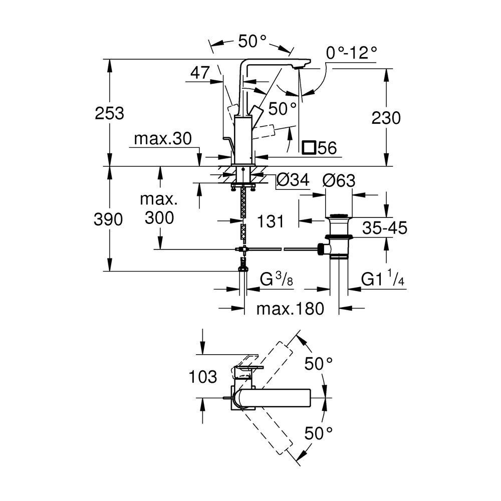 Grohe Allure Einhand-Waschtischbatterie L-Size Hard Graphite gebürstet, schwenkbarer Au... GROHE-32146AL1 4005176499463 (Abb. 3)