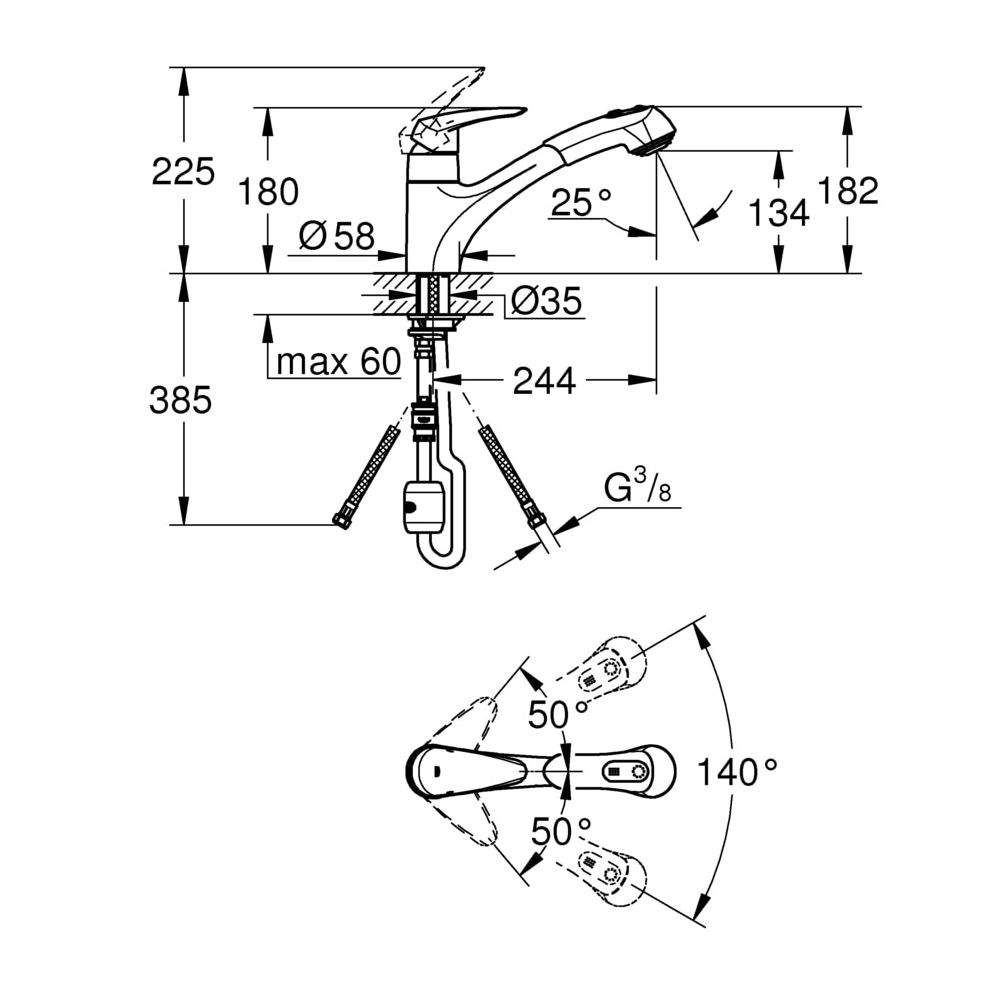 Grohe Eurodisc Einhand-Spültischbatterie, 35mm Keramikkartusche, Messing, Chrom, 322570... GROHE-32257001 4005176834165 (Abb. 3)