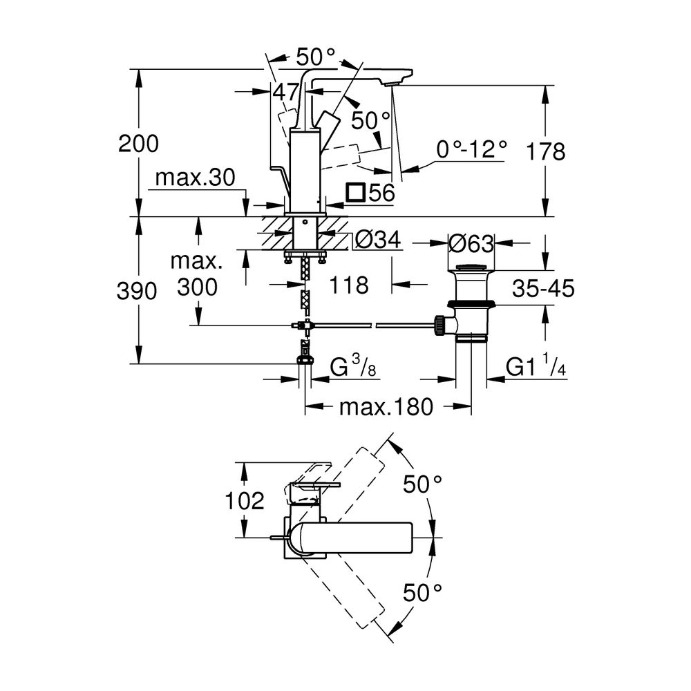 Grohe Allure Einhand-Waschtischbatterie M-Size Warm Sunset, schwenkbarer Auslauf, Zugst... GROHE-32757DA1 4005176499333 (Abb. 3)
