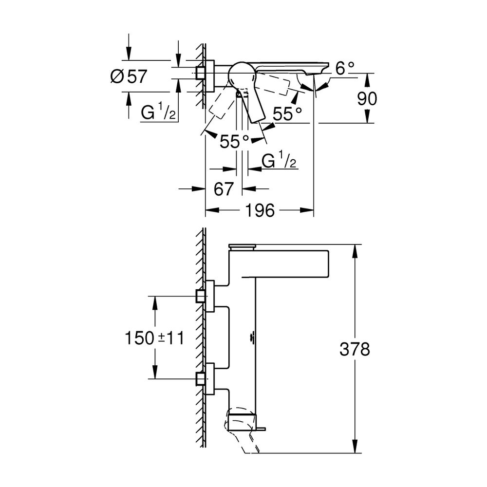 Grohe Allure Einhand-Wannenbatterie Cool Sunrise, Wandmontage... GROHE-32826GL1 4005176506932 (Abb. 3)