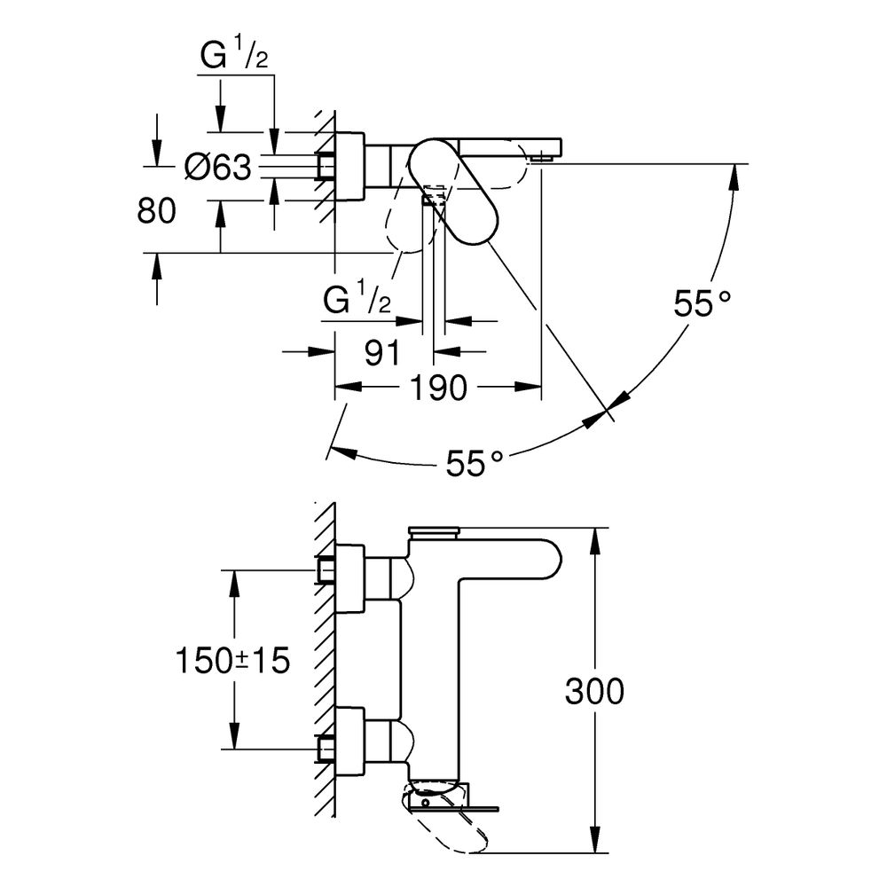 Grohe Plus Einhand-Wannenbatterie, Wandmontage, Warm Sunset gebürstet, 33553DL4... GROHE-33553DL4 4067393079996 (Abb. 3)