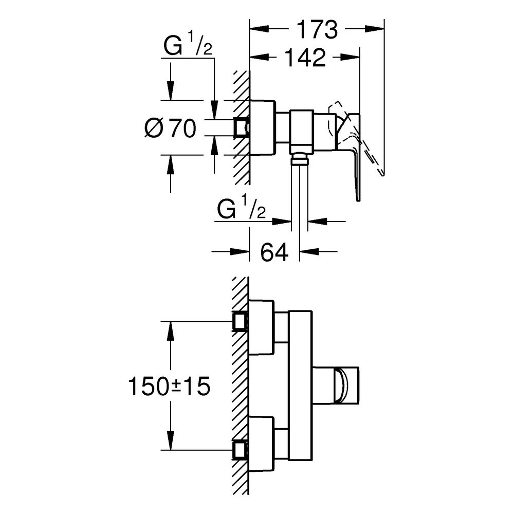 Grohe Lineare Einhand-Brausebatterie, Aufputz Wandmontage, mit Temperaturbegrenzer, War... GROHE-33865DL1 4067393101512 (Abb. 3)