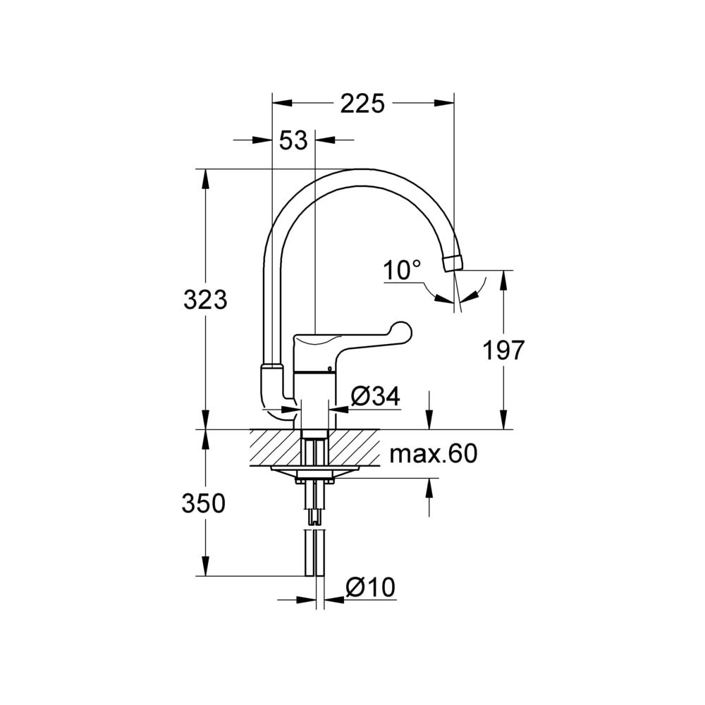 Grohe Eurosmart Care Einhand-Sicherheitsmisch-Grohe Spültischbatterie, 1/2", Chrom, 33912000... GROHE-33912000  (Abb. 3)