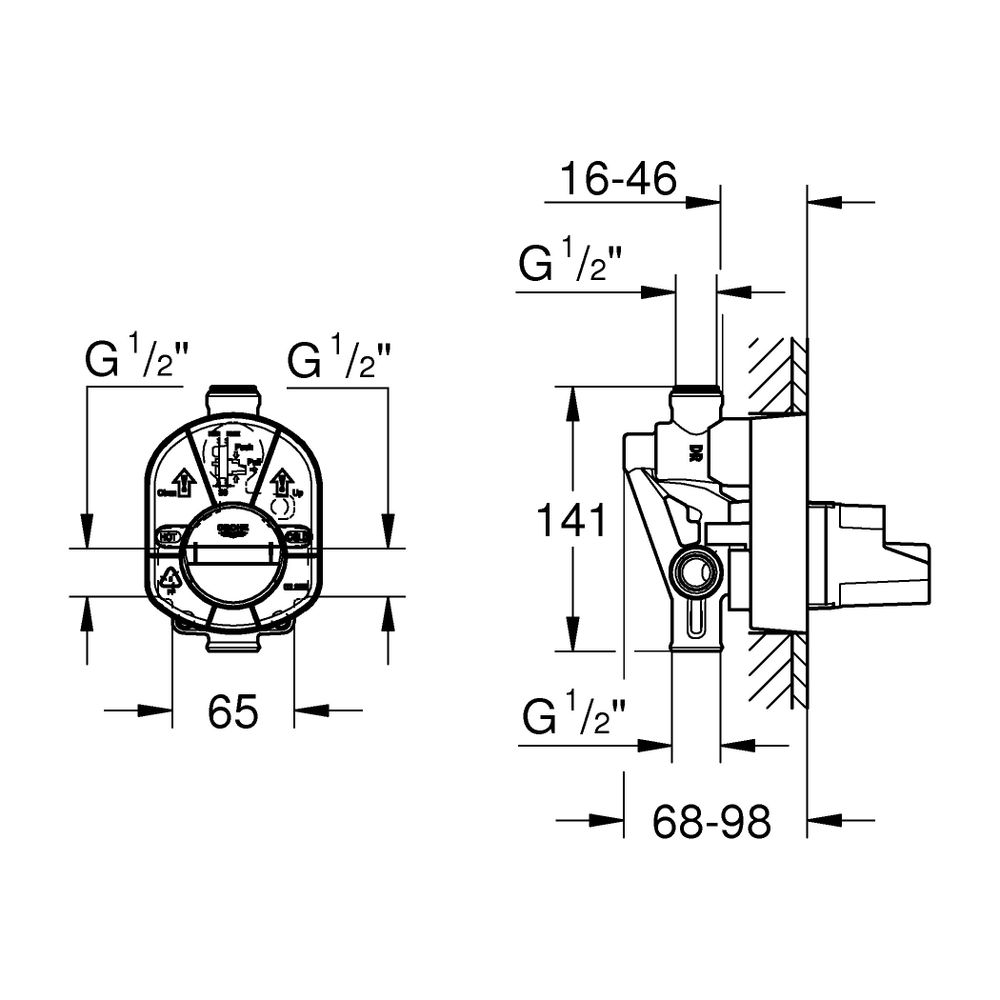 Grohe Einhand-Unterputz-Universal-Einbaukörper für Wanne und Brause, 1/2", Wandeinbau, ... GROHE-33961000 4005176119972 (Abb. 3)