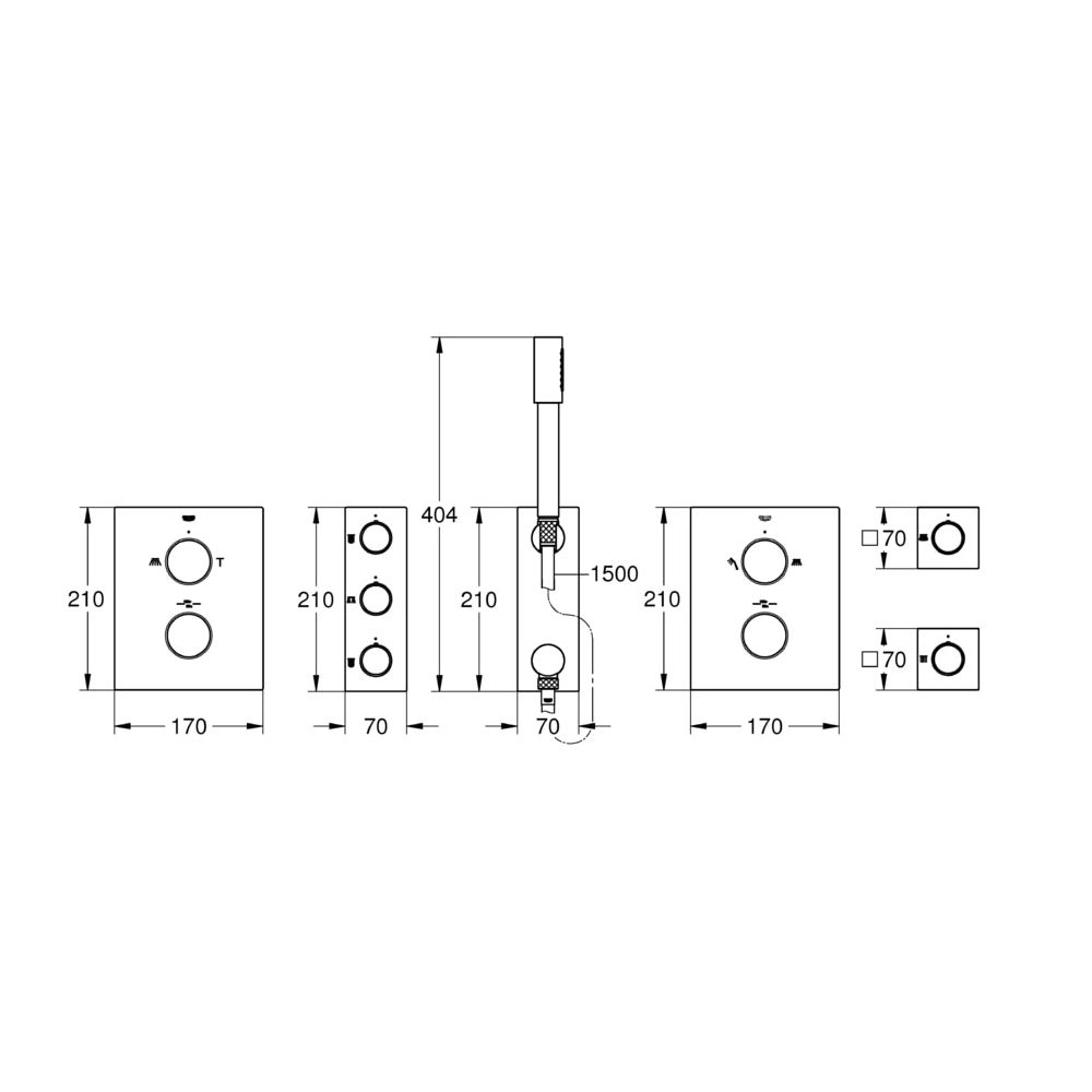 Grohe Grohtherm F Thermostat-Fertigmontageset für Rainshower F-Series 40", vorkonfiguriertes Komplet... GROHE-34634001  (Abb. 3)