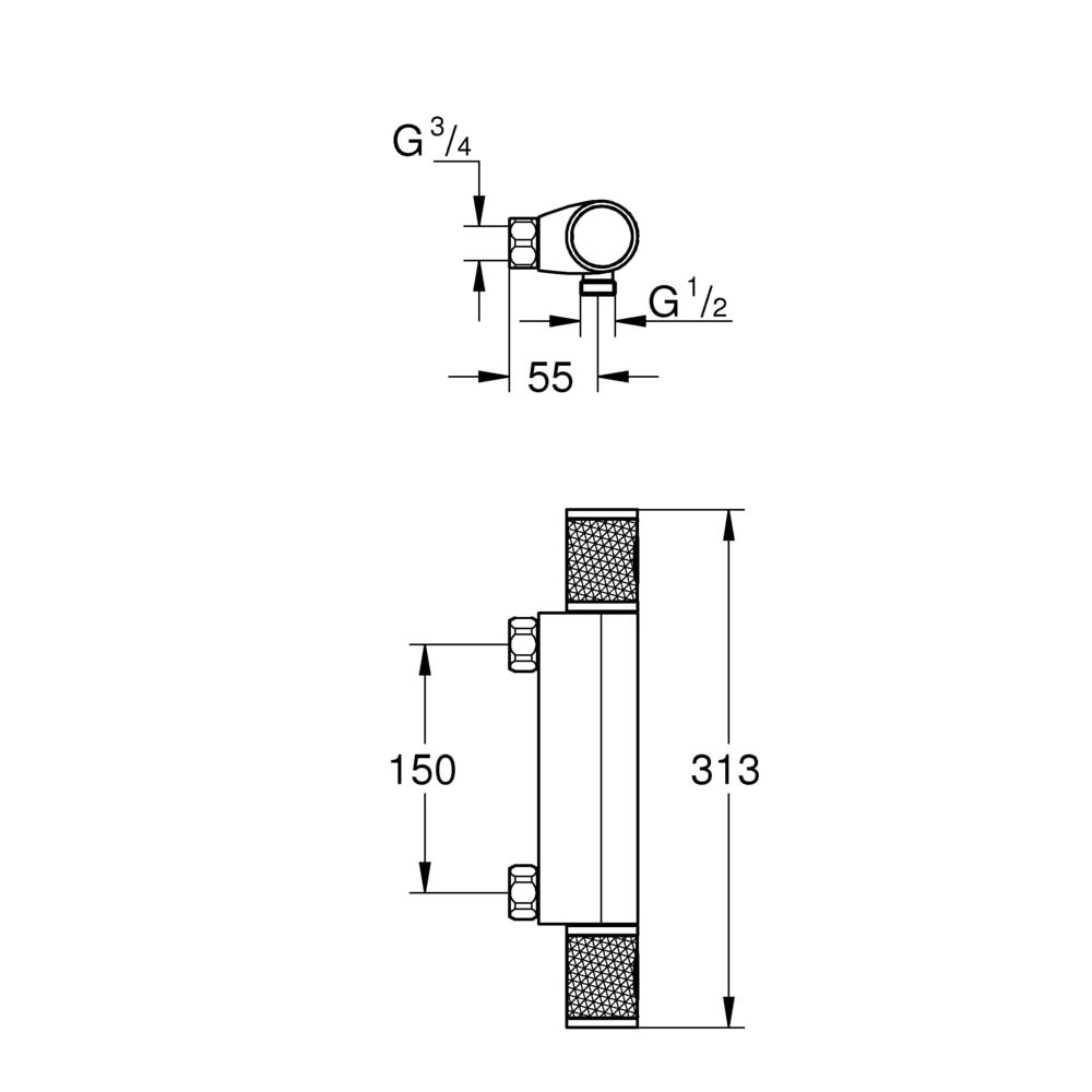 Grohe Grohtherm 1000 Performance Thermostat-Brausebatterie, ohne Anschlüsse, Chrom, 347... GROHE-34777000 4005176612947 (Abb. 3)