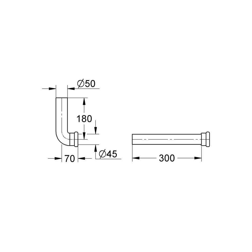 Grohe Spülrohr, 180x70mm, 300mm Verlängerung, Kunststoff, Schwarz, 37099K00... GROHE-37099K00  (Abb. 3)