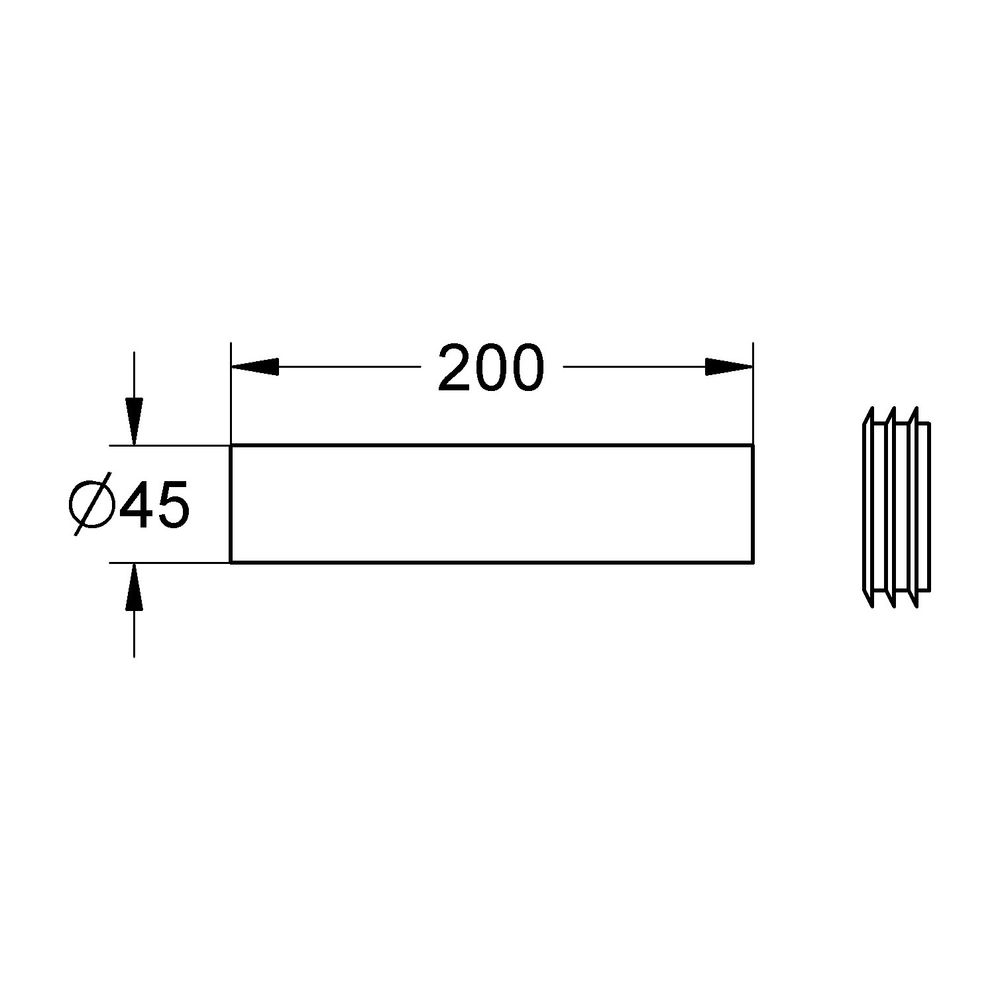 Grohe Verlängerungsset für Wandeinbau-Spülrohr, 200mm, Kunststoff, Chrom, 37489000... GROHE-37489000 4005176167386 (Abb. 3)