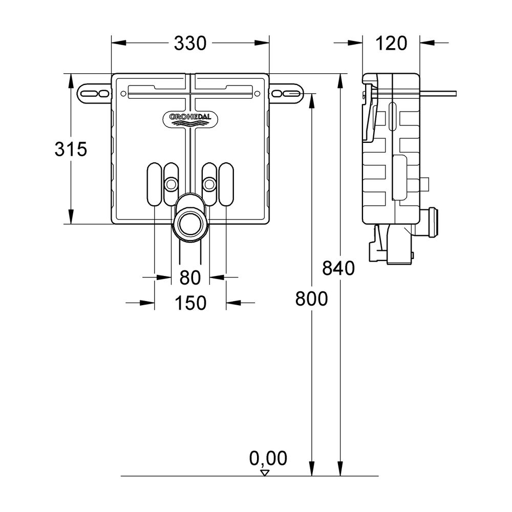 Grohe Uniset Waschtisch-Element für Einlochbatterie ohne Standkonsolen, 37576000... GROHE-37576000 4005176183140 (Abb. 3)