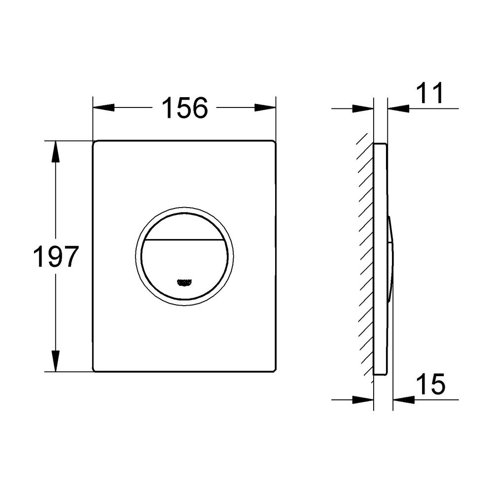 Grohe Cosmopolitan Nova WC-Betätigung, Drückerplatte, Phantom Black, senkrechte und waa... GROHE-38765KF0 4005176951978 (Abb. 3)
